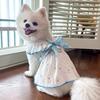 Pet Dress Love Heart Print Sleeveless Ruffle Bowknot Decor Breathable Spring Summer Small Medium Dog Cat Clothes Outfit Apparel Pet Supplies