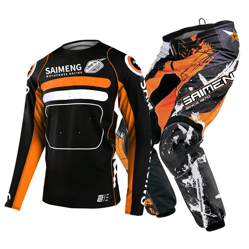 TAILLE 20 22 24 26 28 saimeng ensemble d'équipement pour enfants enduro motocross maillot pantalon mx kits moto VTT Course Off Road pour jeunes combinaison