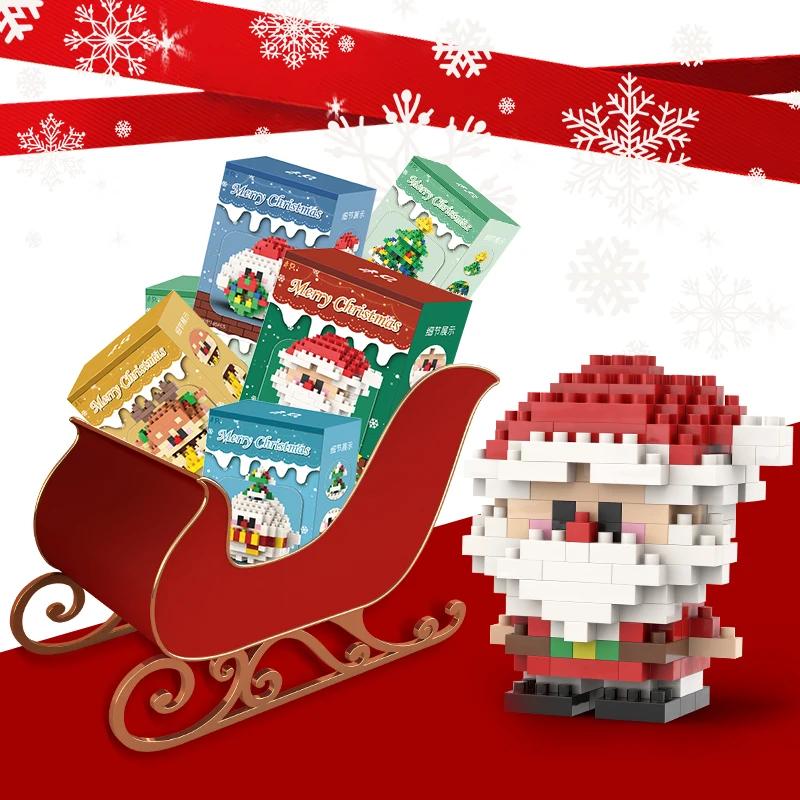 Vánoční dárky Stavebnice Série Santa Claus Sob Puzzle Sestavovací kostky Stolní dekorace Hračky pro dítě Vánoční dárek