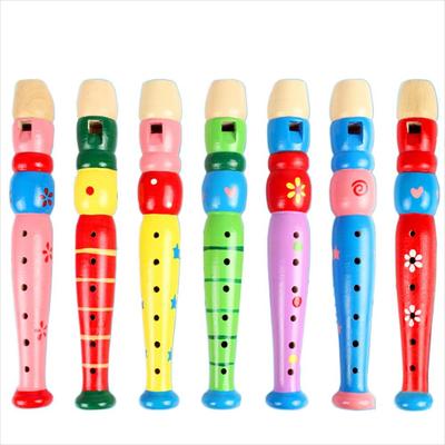20cm for Children Musical Instrument Baby Cartoon Flute 6-Holes Recorder Wooden Flute Short Flute