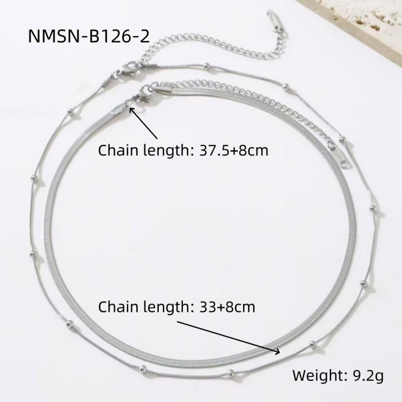 Minimalist 18K Gold Plated Titanium Steel Necklace Women Double Layer Style Snake Chain Choker Hypoallergenic Geometric