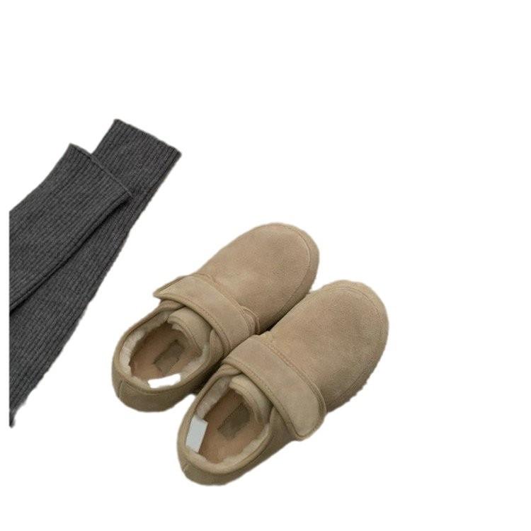 Flat-bottomed Mary Jane Mao Mao Shoes Women's 2025 Autumn and Winter New Velcro Velvet Warm Boken Shoes One-pedal Cotton Shoes