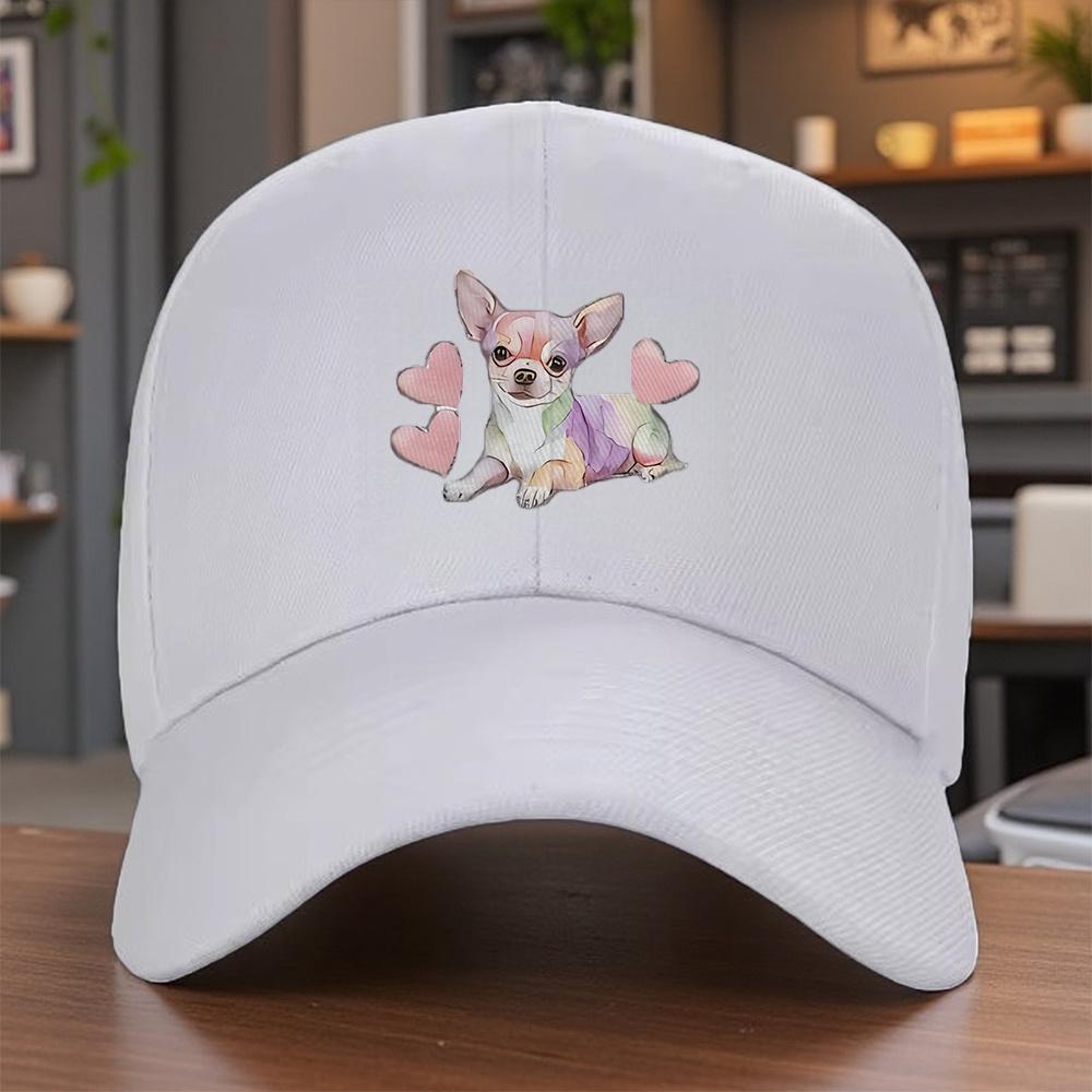 Chihuahua Aquarell Herz Baseballkappe Verstellbar Baumwolle Lässig Sonnenhut für Unisex Erwachsene