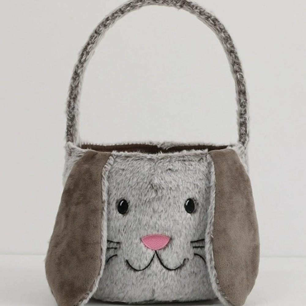 Soft Fluffy Plush Basket Long Ear Easter Bucket Cute Easter Basket  Easter Party