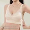 Women's Lace Edge Seamless Satin Bra - Minimizes Large Busts, Push-Up, Summer Thin, No Underwire, Comfortable & Breathable.