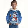 Christmas Cute Snowman Print Hooded Sweatshirt Fashion Party Long Sleeve Hoodies Girls Comfortable Pullover Children's Clothing