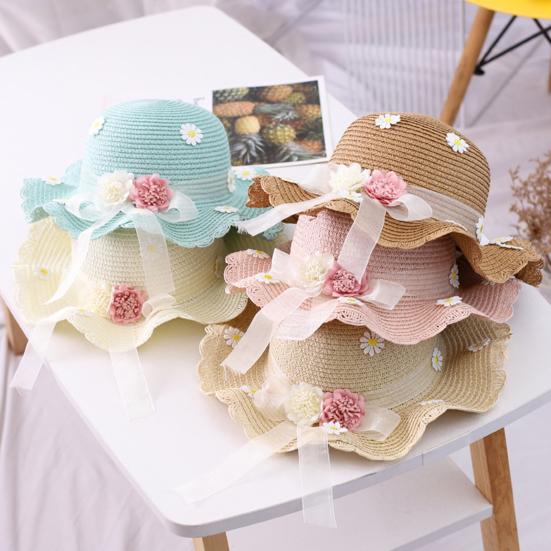 Marguerite Dress Up Bow Wide Brim Girl Straw Sunhat Purse Hat Bag Set for Outdoor