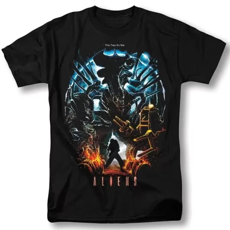 Spring and summer season alien shirt classic movie poster retro pattern design Tshirt M