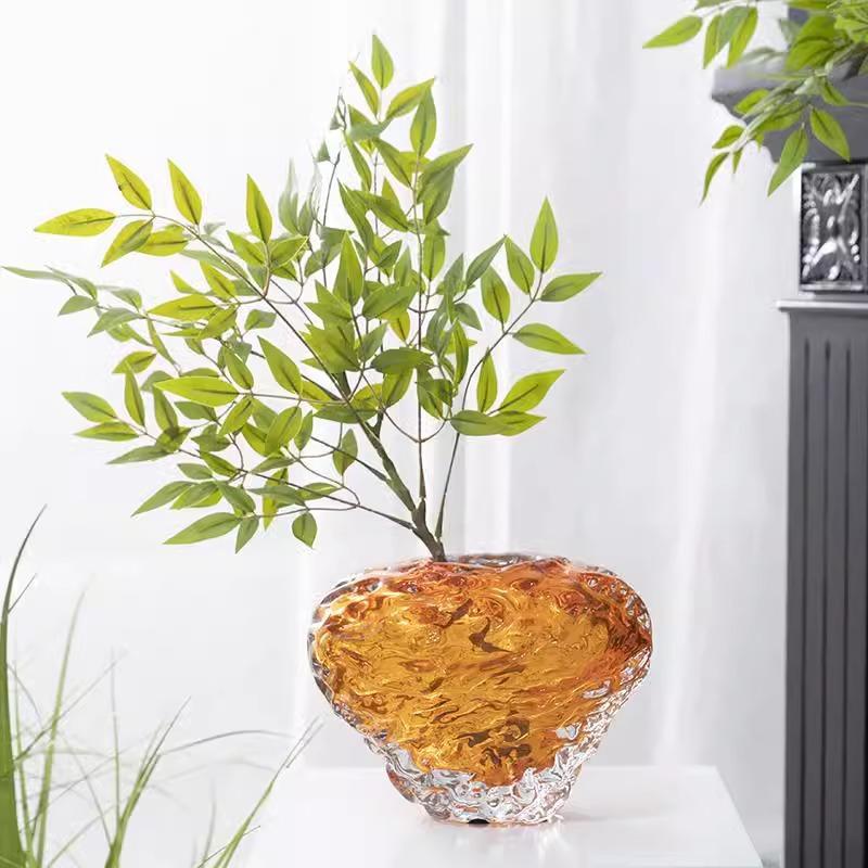Vaso de Vidro Colorido Espesso Vaso de Flores Laranja Arranjo Floral Acessórios Hidroponia Terrário Acessórios de Decoração para Casa
