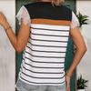 QICED Stripe Color Patchwork T-shirt Lace Patchwork Short-sleeved Women's Top Basic T-shirt