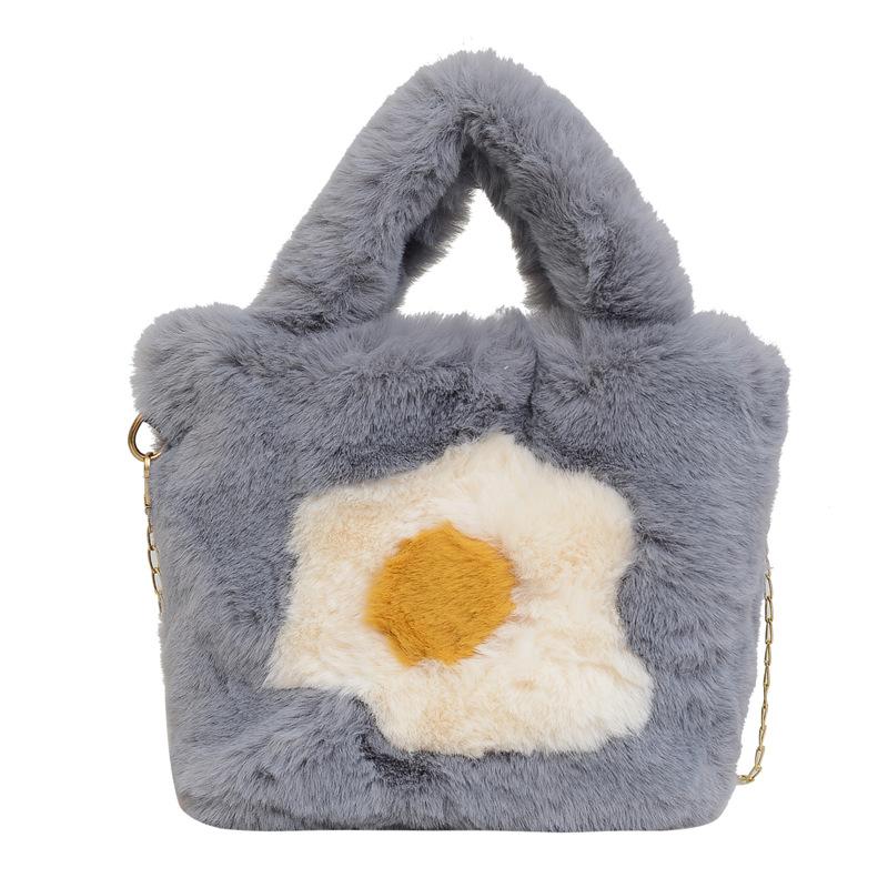 Textured plush handheld women's bag New fashionable women's plush shoulder bag Versatile niche chain messenger bag