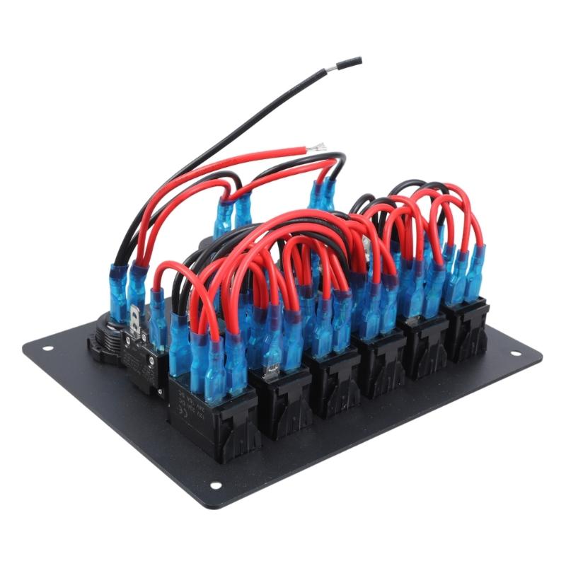 Waterproof 6 Gang Switches Panel with Digital Voltmeter Marine Vehicle Switches