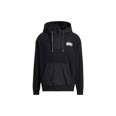 adidas Neo Solid Color Hooded Drawstring Pullover Sweatshirt Men Tops Black IA8088