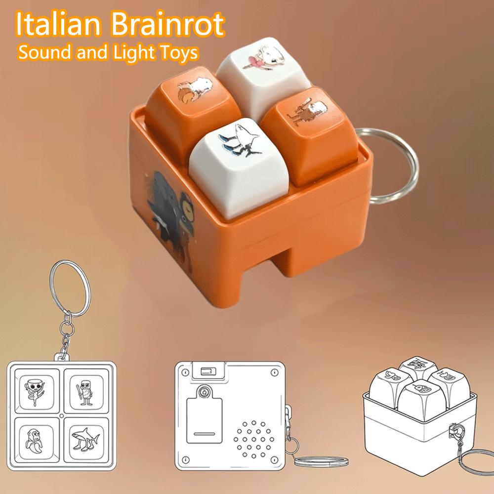 Interesting Toys Light Italian Brainrot 4-Key Keyboard Fidget Stress Relief Toy Tungtungtung Sahur Sound And Toys Keychain For Office Key Chain