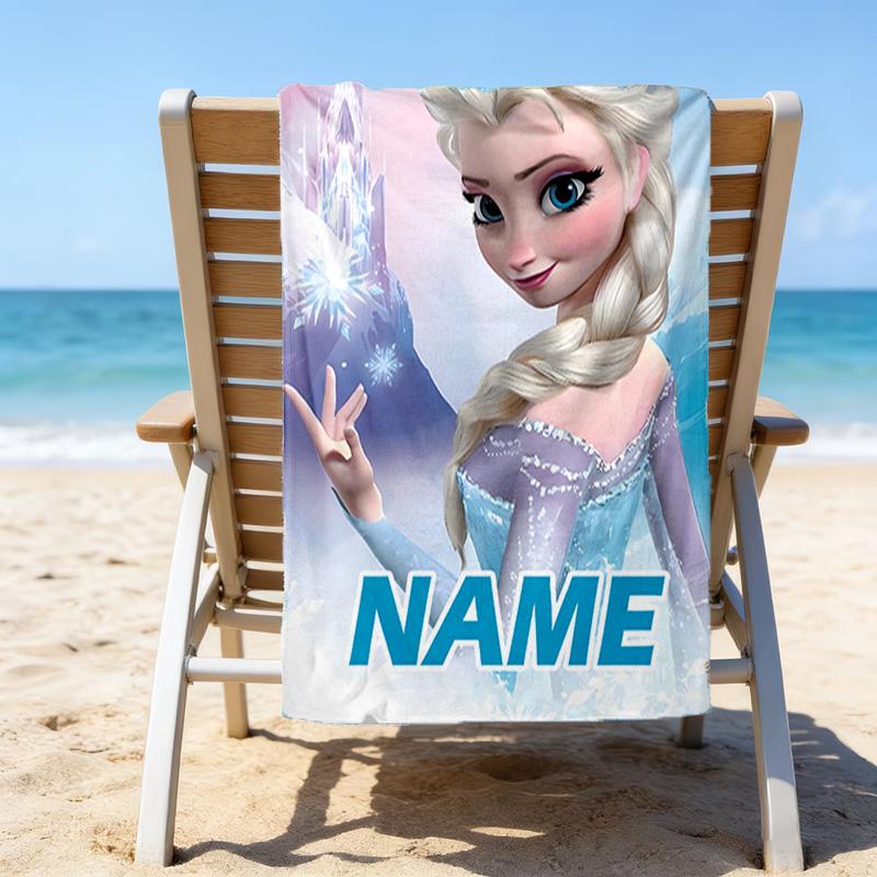 1pc Frozen8 Beach Towel with Custom Name, Beach/Swimming/Bath/Picnic/Camping Towel, Suitable for Seaside Beaches