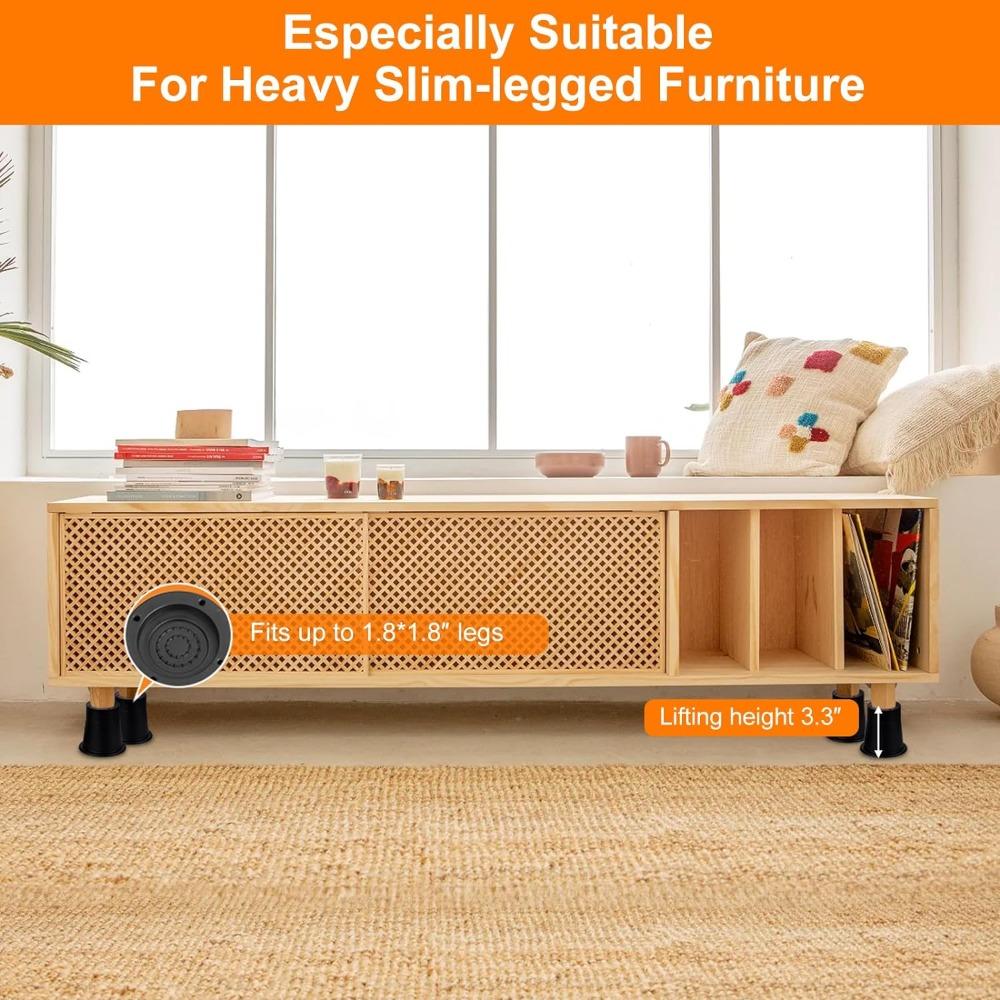 4Pcs Adjustable Furniture Risers Round Furniture Raise Blocks Bed Frame Risers  Table Couch Bed