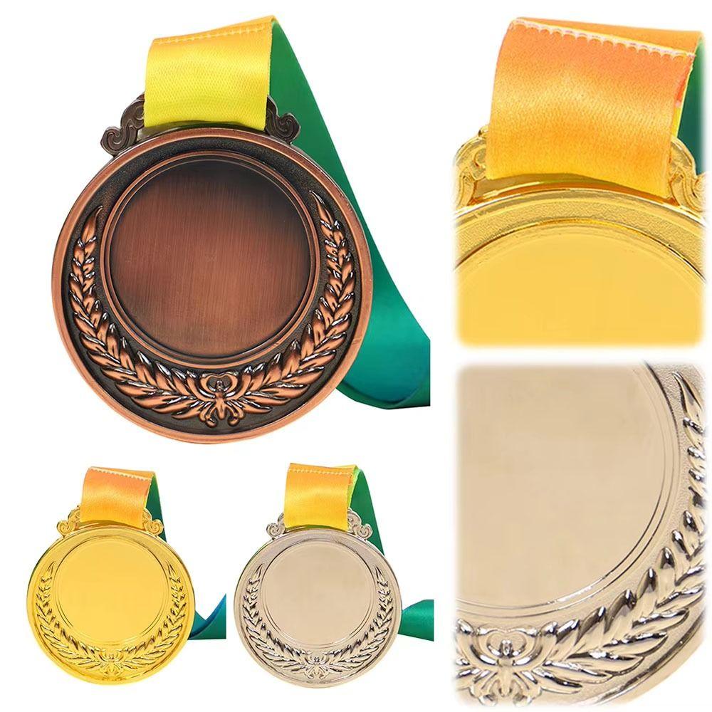

1Pcs with Neck Ribbon Award Medal Dual-Sided Sports Reward for Competitions Party Race Gold