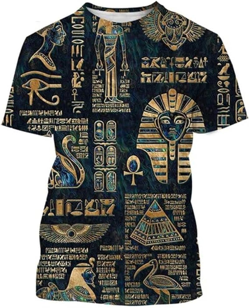 Vintage Altes Ägypten 3D Gedrucktes T-Shirt Herren Damen Sommer Lässig Kurzarm T-Shirts Mode Straße Rundhals Tee Tops