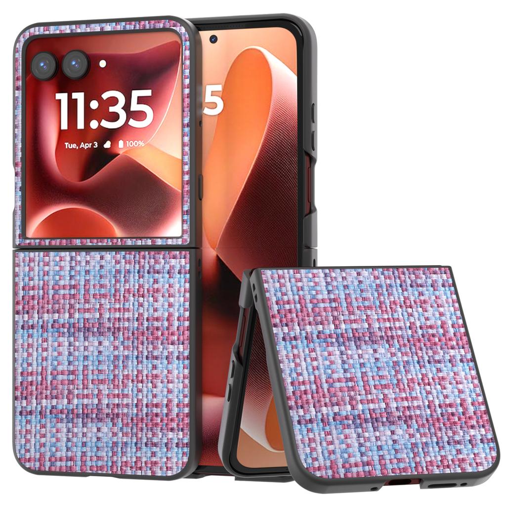 For Motorola Razr 60 Ultra 5G Case Leather+PC Phone Cover Plaid Texture