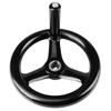 1 Stück schwarzes 3-Speichen-Handrad aus Kunststoff mit drehbarem Griff für Fräsmaschine