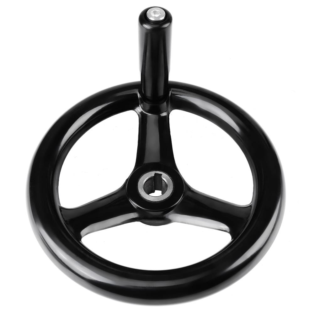 Freze Makinesi için Döner Saplı 1 adet Siyah 3 kollu Plastik El Çarkı