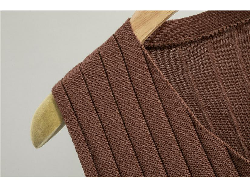 2026 Spring/Fall Elegant Knit Three-Piece Set: Long Cardigan Coat, Single-Breasted Vest, Wide-Leg Pants