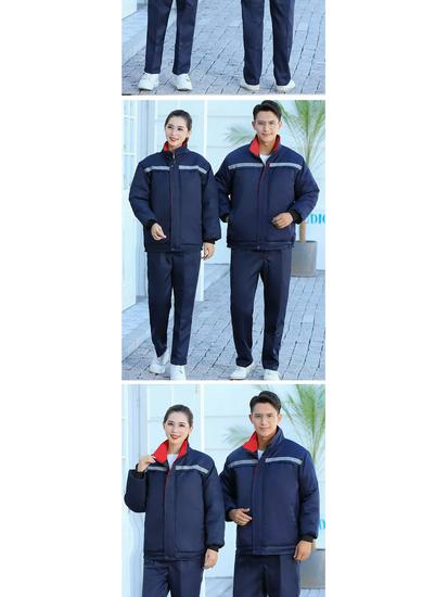 Herren Verdickte Winter Gefütterte Arbeitsjacke mit Stehkragen für Baustellen