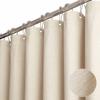 Linen Look Shower Curtain - Thick & Waterproof Bathroom Fabric with Plastic Hooks