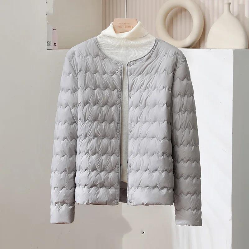 Lightweight Short Women's down Jacket 2026 Autumn Winter round Neck Adjustable V-Neck Warm Inner Wear Outerwear Korean Style ...