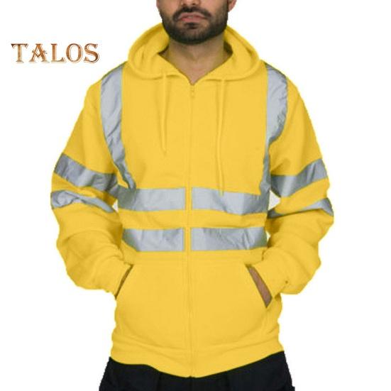 Reflective Safety Hoodie 360 Degree Reflective Zones High Visibility Quick Dry Long Sleeves Outdoor Construction Worker Top for Night Shift Running