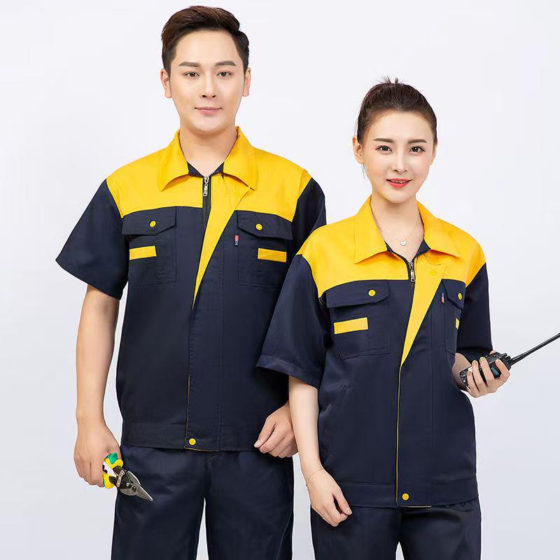 Custom Short Sleeve Workwear Set for Auto Repair and Construction - Wear-Resistant Labor Protection Clothing
