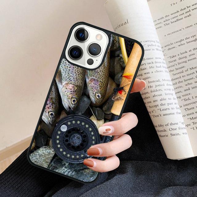 Trout Panel Painting Fish Fishing Sport Phone Case Back Cover for iPhone 17 Air 16 15 14 13 11 12 Pro Max Plus