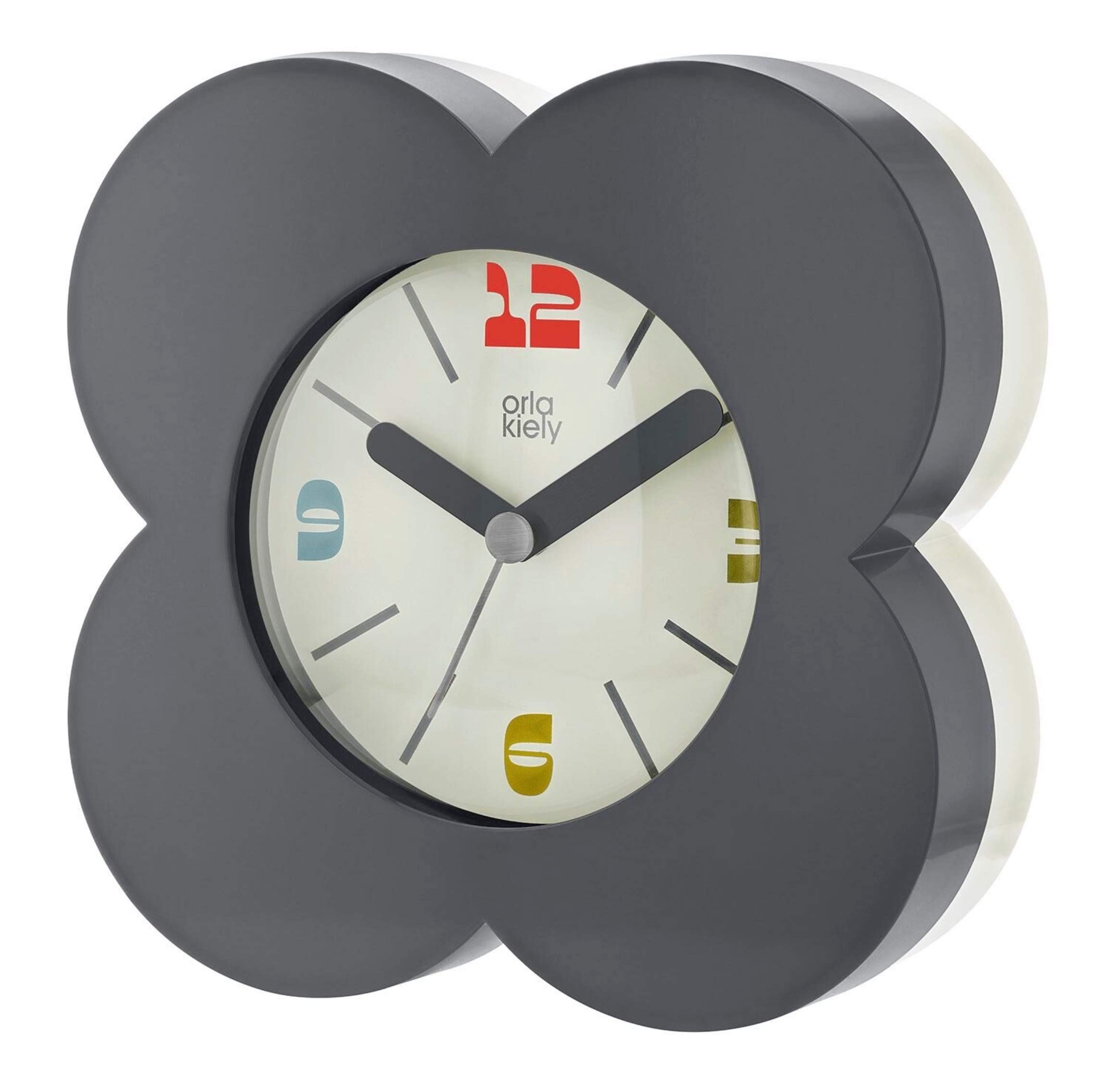 

Orla Kiely Flower-Shaped Analog Alarm Clock, 16cm (Dark Gray) [Parallel Import]