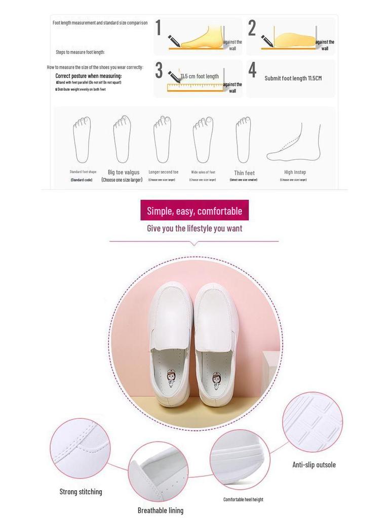 2023 Women's Plus Size Casual White Nurse Shoes for Outdoor Travel and Sports