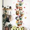 Hanging Cat In Flower Pot Wall Sticker Cute Colorful Cat Floral Butterfly Self-Adhesive Waterproof Bedroom Living Room Home Decor