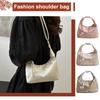 Women Sweet Embroidery Shoulder Bag with Pearl Pendant Casual Sling Bag Adjustable Strap Trendy Satchel Bag Date Party Handbag