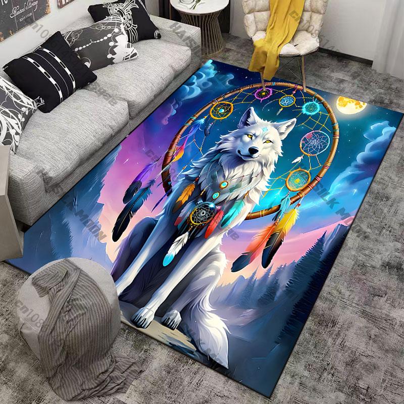 Wolf feathers artistic designcarpet Yoga living room room decor children's crawling mat doormat area rug games floor mat