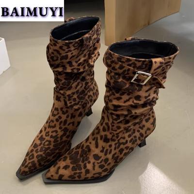 Women High Heels Ankle Boots Sexy Pointed Toe Shoes Winter 2025 Trend Casual Chelsea Suede Shoes Fashion Pumps Snow Botas Mujer