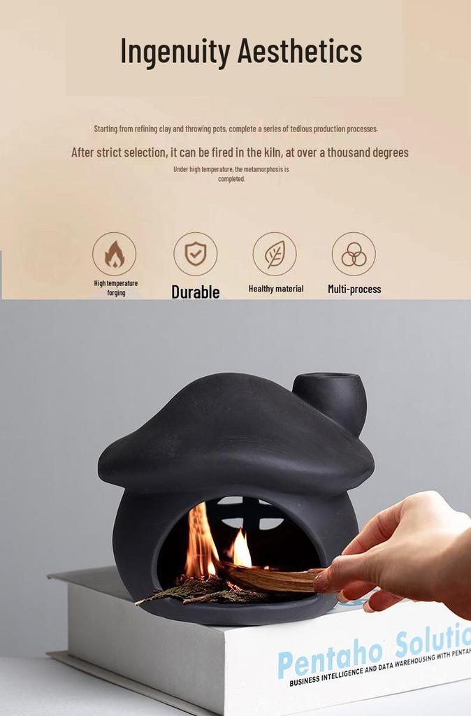 Mushroom House Ceramic Aroma Burner & Candle Holder for Palo Santo and Sage