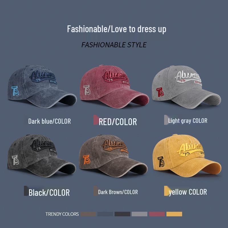 Men's Fashionable Faded Baseball Cap with 3D Embroidered Lettering and Soft Washed Cotton