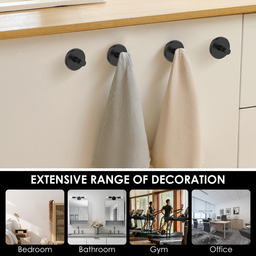 4Pcs Suction Cup Hooks Stainless Steel Bathroom Towel Clothes Holder Wall Mount Kitchen Shower Strong Suction Sucker Hooks