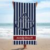 Maritimes gestreiftes Anker-Strandtuch - Marineblau Weiß Schnelltrocknendes Handtuch für Sommerstrand, Pool, Kreuzfahrt, Reisen & Badezimmer
