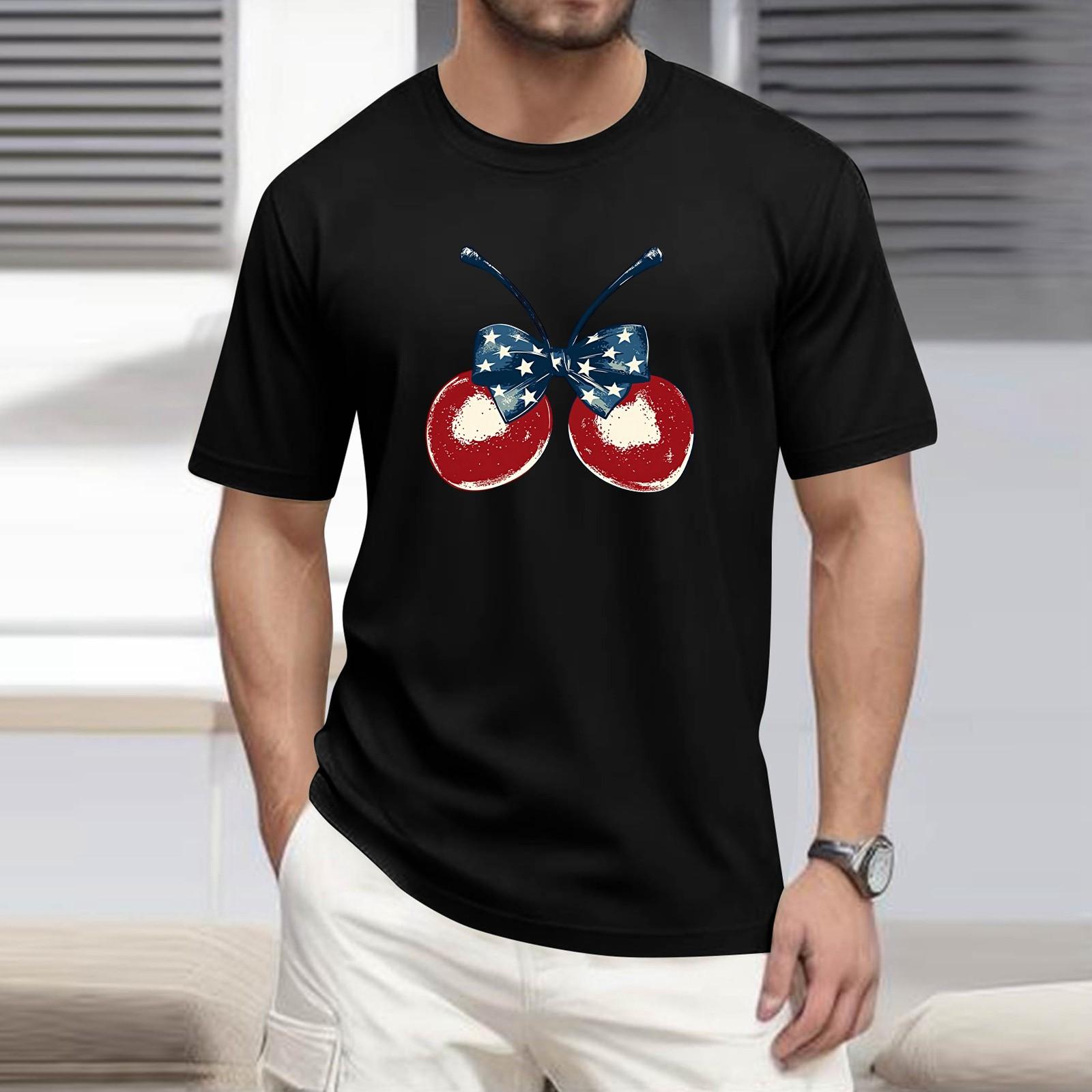 

Men s T Shirt Tee Print Short Sleeve Daily Weekend Fashion Round Neck Top S чорний
