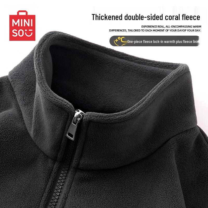 

MINISO Men s Fleece-Lined Stand-Collar Jacket L