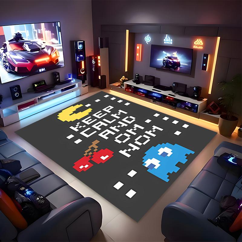 P-PacMan Game Printed Absorbent Washable Carpet, Non-Slip Bathroom Mats, Kitchen Rugs, Yoga Mat,Living Room Entrance, Camping Picnic Rugs