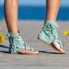 Fashion Retro Tassel Sandals For Woman Summer Boho Flat Shoes Ladies Lace Up Beach Shoes Sandalias Mujer 2024 Women's Shoes