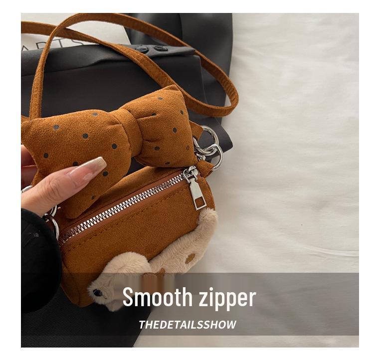 Red Festive Girls' Bow Cartoon Crossbody Bag: Mini Bucket Handbag & Coin Purse