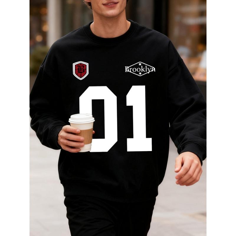 2026 Brooklyn Number 01 Print Male Sweatshirt Street Fashions Pullovers Autumn Oversized Tops Casual Crewneck Unisex Clothes