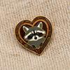Brooch Pin, Forest Animals Heart-Shaped Brooch, Thickened Zinc Alloy Badge, Enamel Paint Tree Hole Secure Pin for Coat Hat Backpack Gift