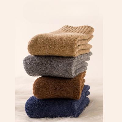 Men's Autumn and Winter Thick Wool Ring Cold Resistant Warm Solid Color Wool Tube Socks